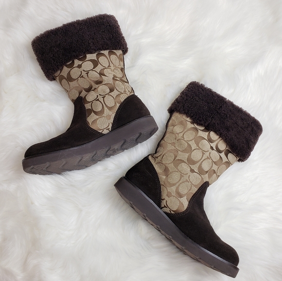 Coach Kally Signature Canvas/Suede Logo Boots - Picture 3 of 8